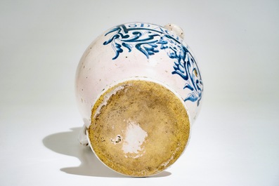 A blue and white Delft style wet drug jar, Lille, France, 17/18th C.